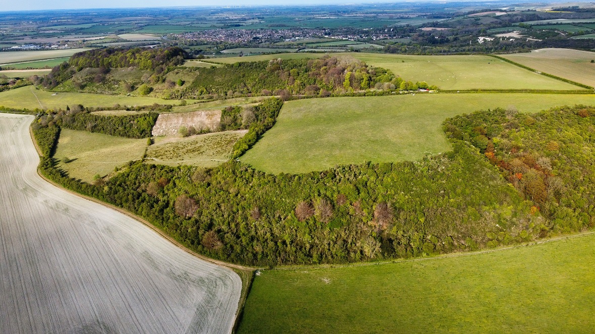 Aerial shot of beautiful countryside in central Bedfordshire