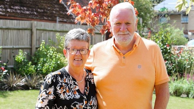 Erika and Steve enjoy the garden at the McCarthy & Stone Shared Ownership home