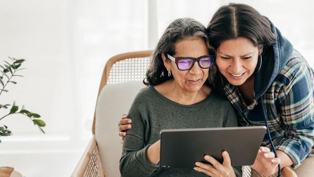 Daughter talking to her mother about retirement living