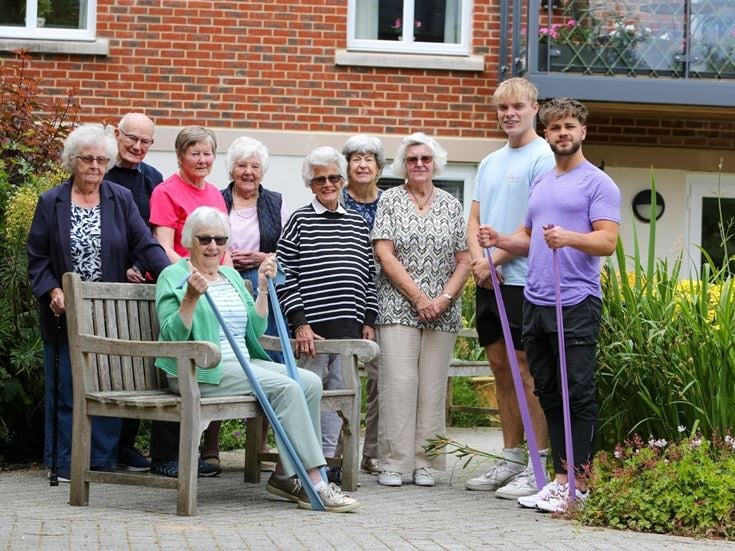 Brenda takes part in fitness class with a personal trainer at her McCarthy & Stone retirement property in Oxfordshire.
