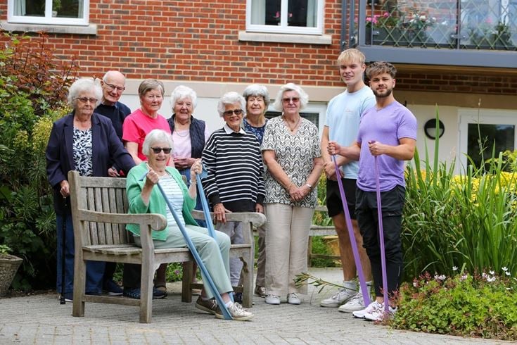 Brenda takes part in fitness class with a personal trainer at her McCarthy & Stone retirement property in Oxfordshire.