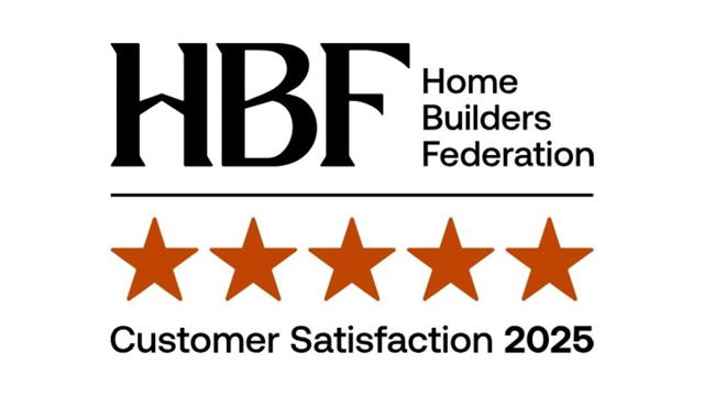 HBF 5 Star award 2025 logo. McCarthy & Stone has received the House Builder Federation’s Five Star award for customer satisfaction again.