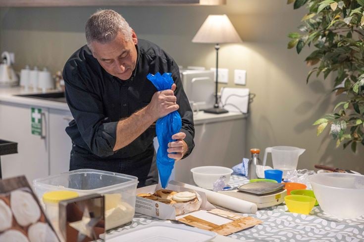 The Great British Bake Off consultant, Paul Barker giving a demonstration
