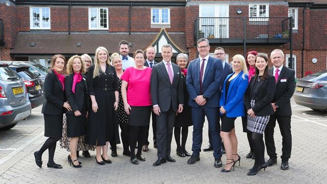 Anton du Beke and the McCarthy & Stone team at the 500th development celebrations at Priory House in Banstead, Surrey