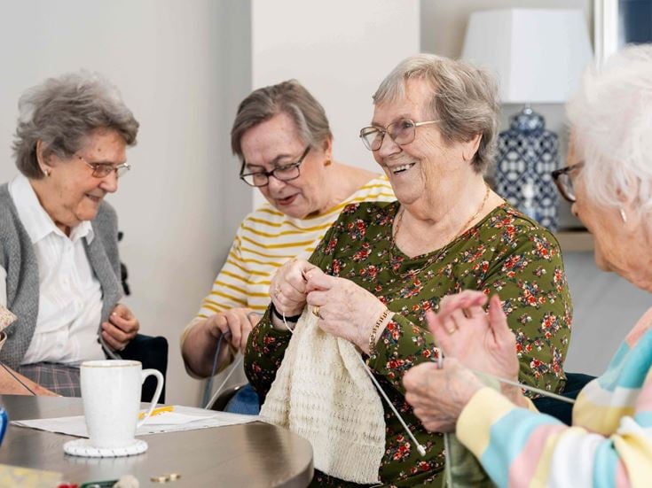 Women at the McCarthy & Stone retirement home in Whitley Bay share their retirement hobby, knitting