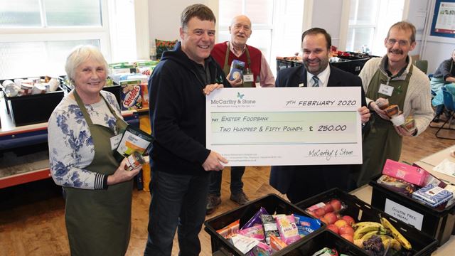 Exeter Foodbank Gets 250 Boost From  Local Retirement House Builder