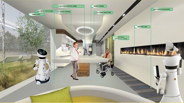 a person standing next to a robot