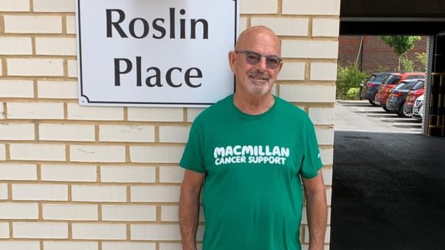 Kevin and his dog walked from his retirement property at Roslin Place in Hook to raise money for Macmillan.