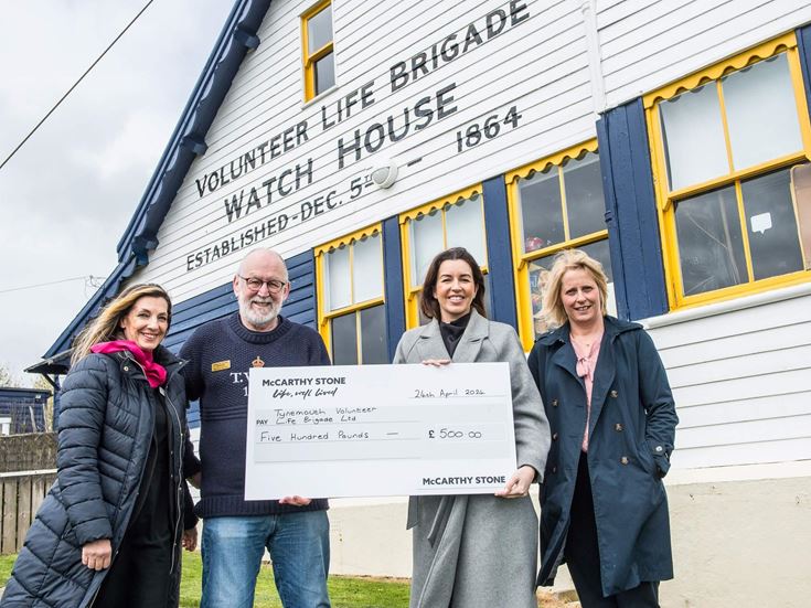 McCarthy & Stone’s Whitley Bay team give cheque to Tynemouth Volunteer Life Brigade