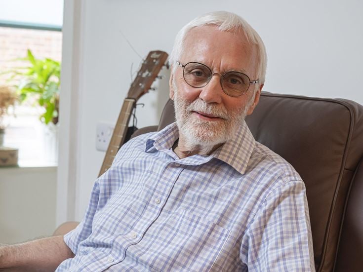 Michael in his McCarthy & Stone retirement apartment in Welwyn Garden City.