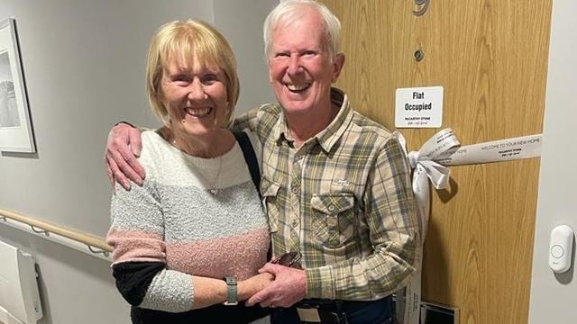 Roger and Sandra Davis outside their new home at the Pottery in Clevedon