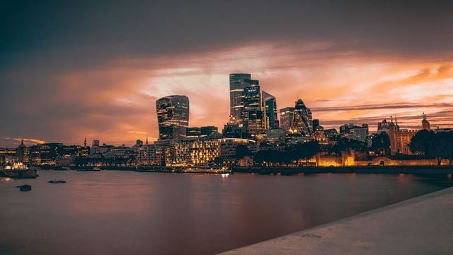 London skyline at sunset