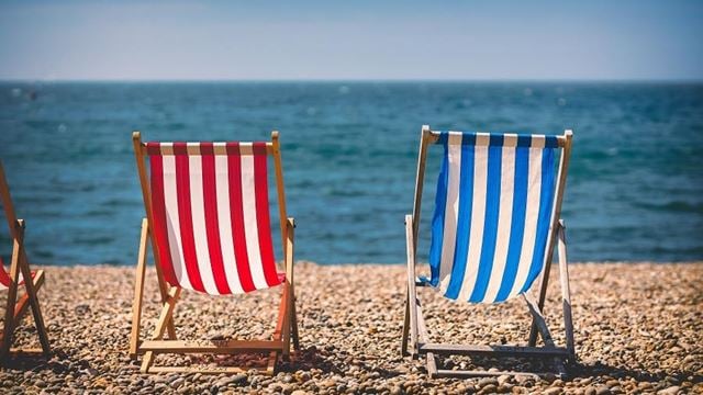 Deckchairs on a beach