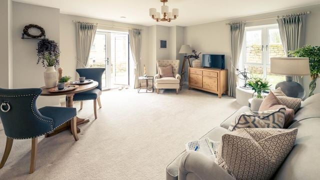 A stylish retirement apartment living and dining room