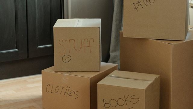 Boxes on moving day