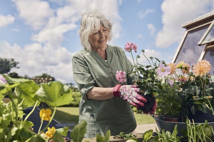 a person holding flowers