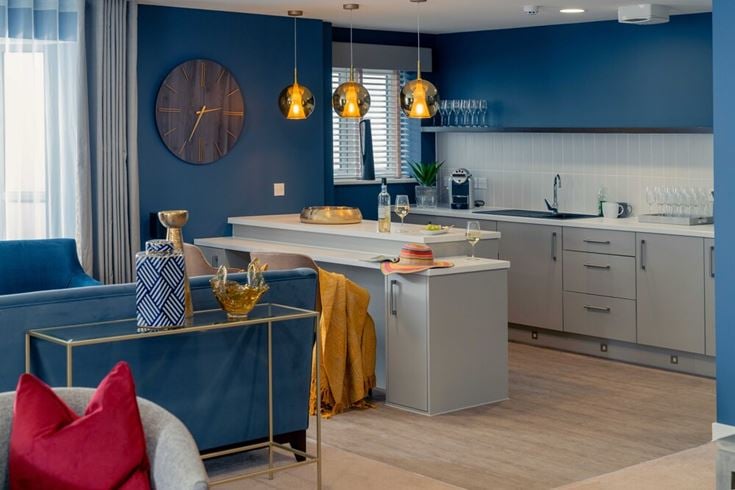 Open plan retirement living apartment