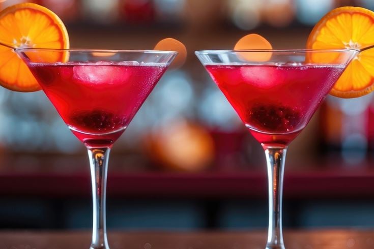 Two glasses of 'All I want for Christmas is you' Martinis.
