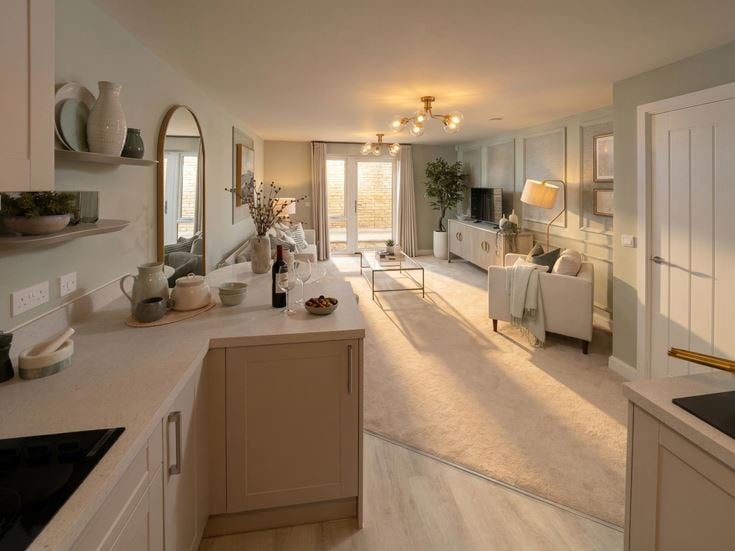 A large open plan kitchen and living room