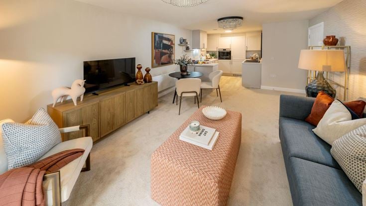 a living room with a couch and a tv