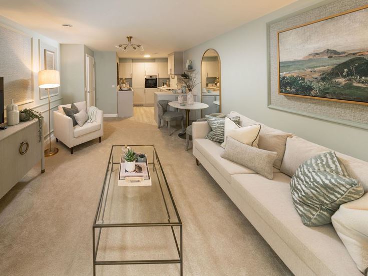 a living room with a couch and a coffee table
