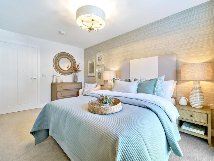 a bedroom with a large bed