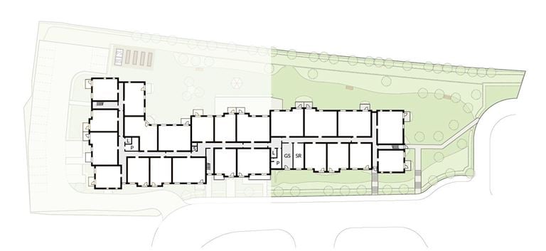 Apartment 14 position on diagram, engineering drawing. Available.