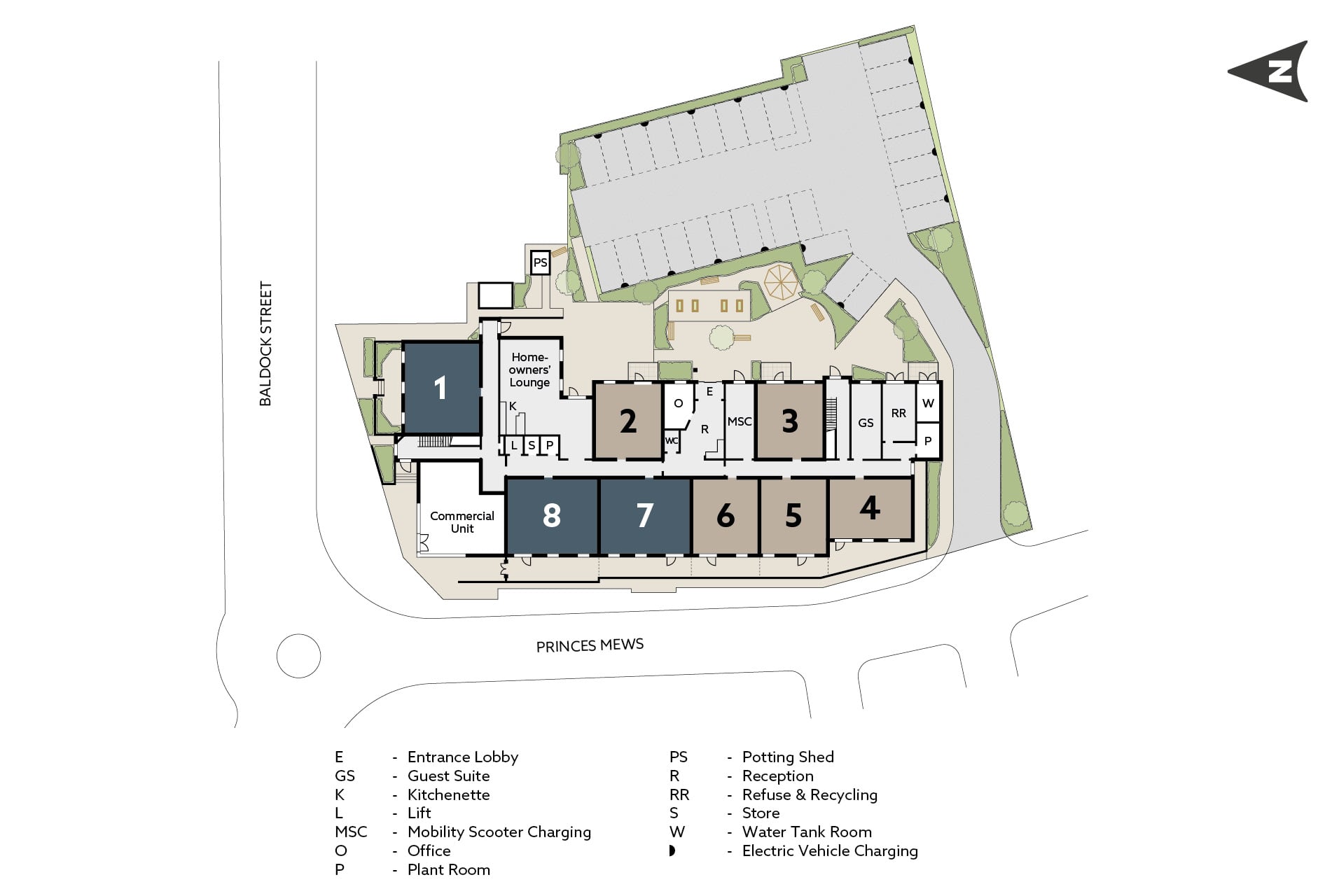Ground floor site plan for Chalk Hill Place, a McCarthy & Stone Retirement Living Development