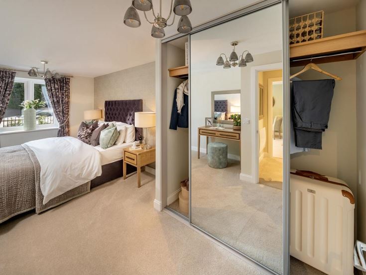 a bedroom with two beds