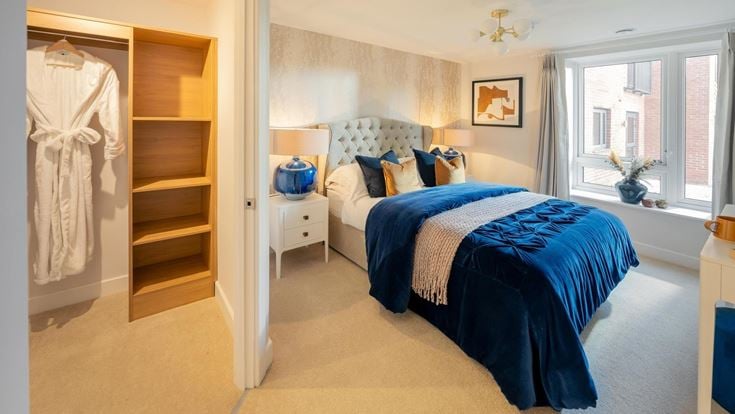 a bedroom with two beds