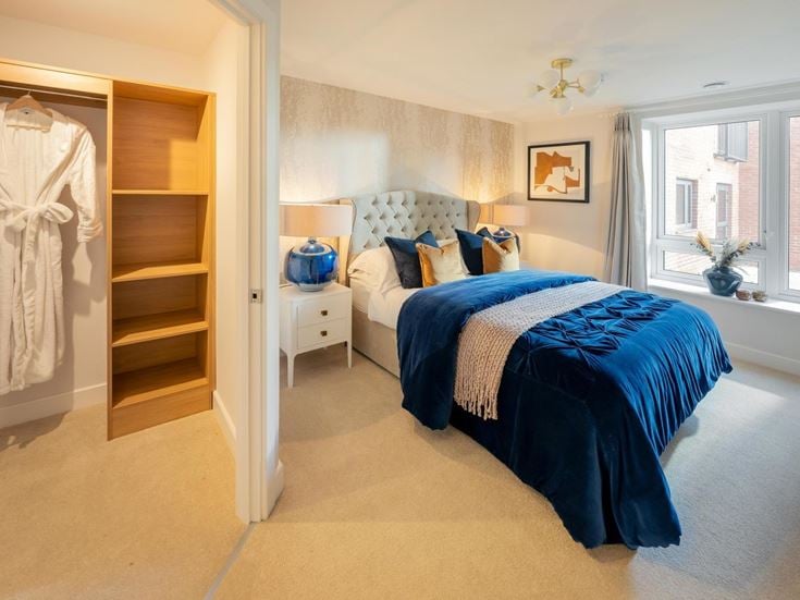 a bedroom with two beds
