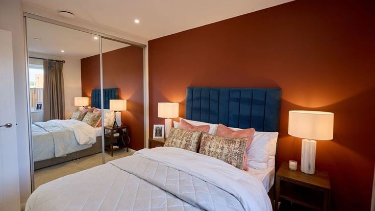 a hotel room with two beds