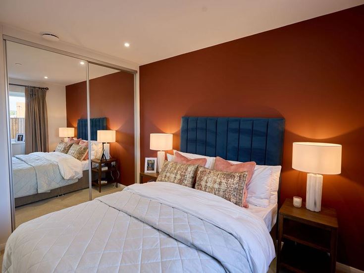 a hotel room with two beds