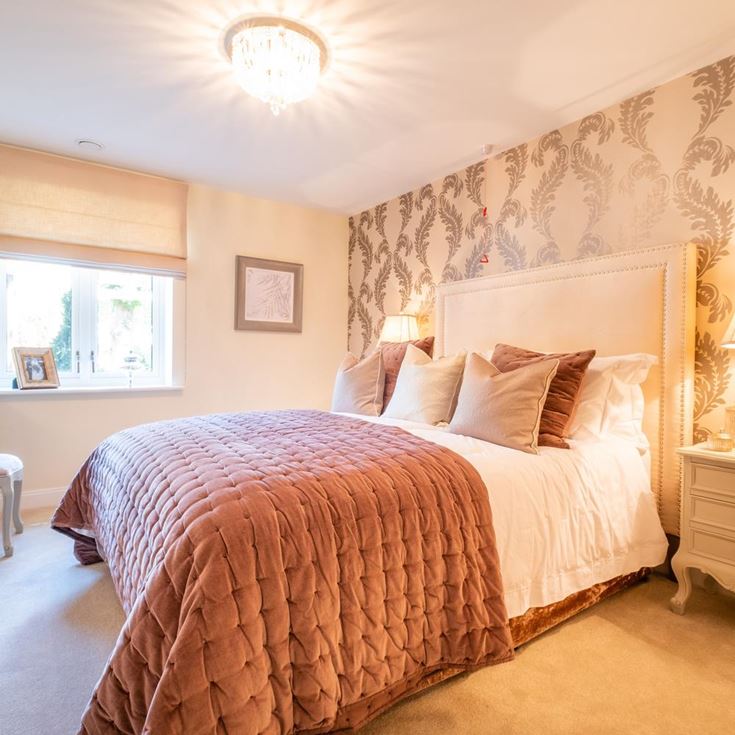 a bedroom with a large bed