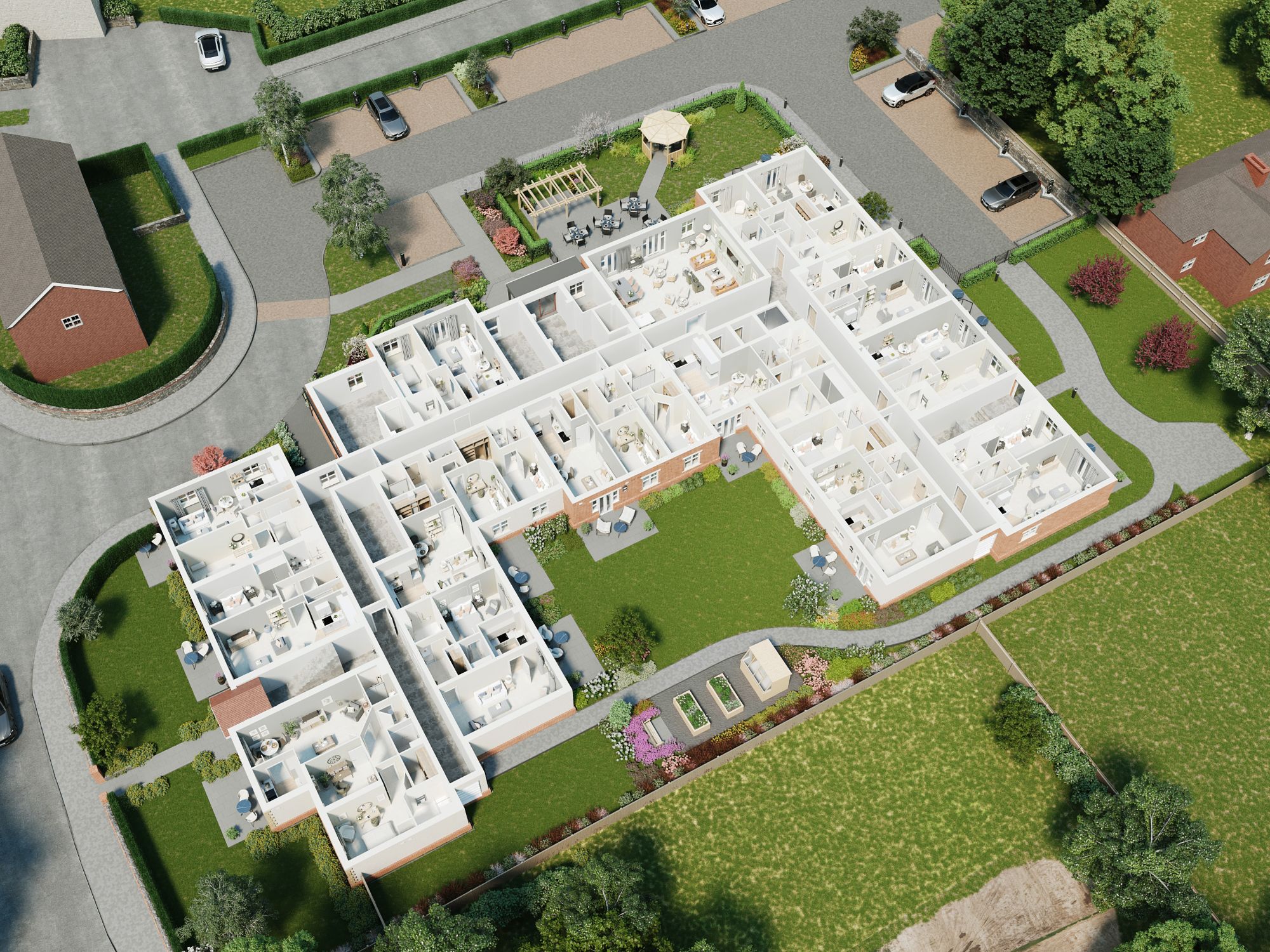 aerial view of a building