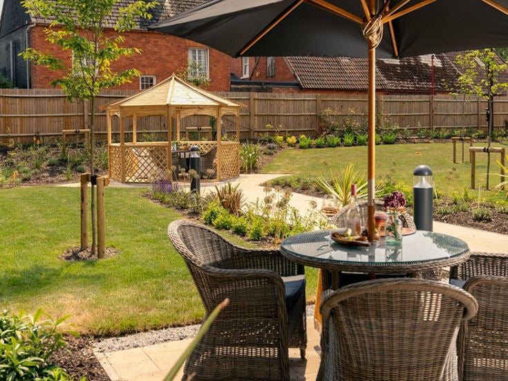 a table and chairs outside