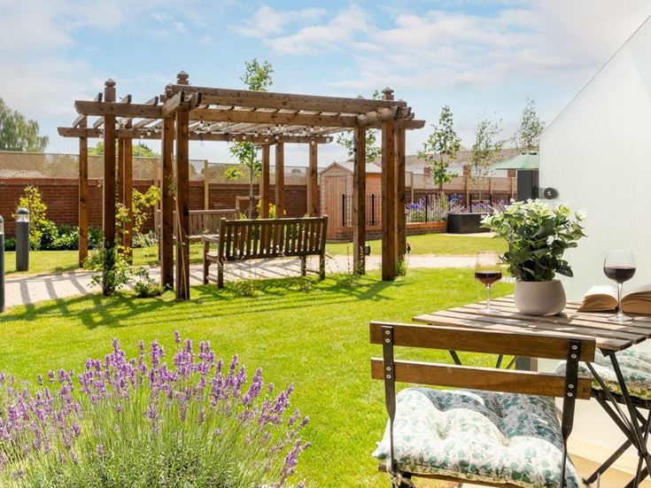 a table and chairs outside