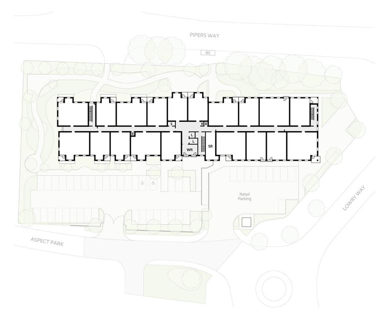 Apartment 14 position on diagram, engineering drawing. Available.