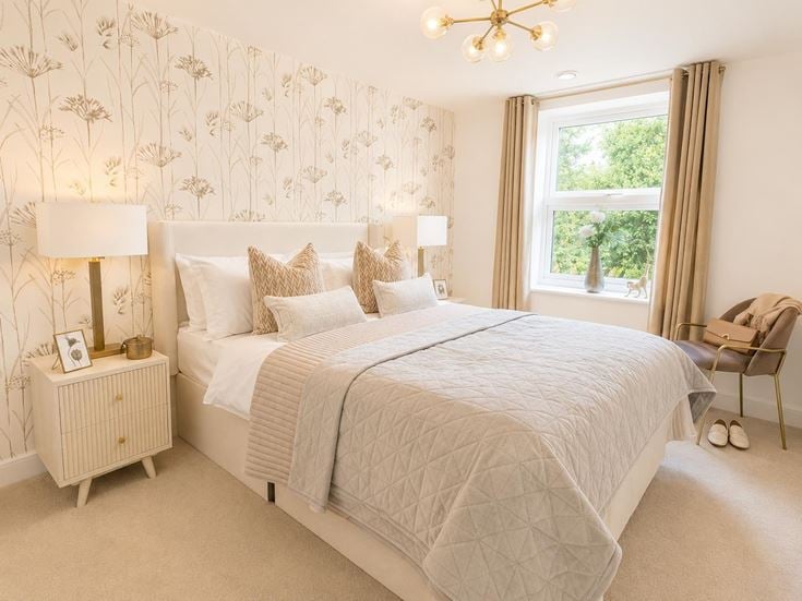 a bedroom with a large bed