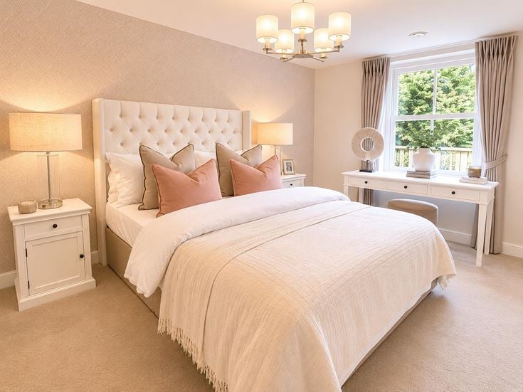 a bedroom with a large bed