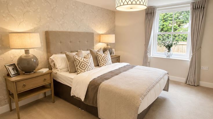 a bedroom with a large bed
