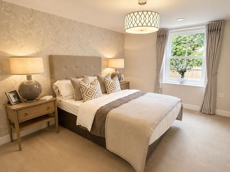 a bedroom with a large bed
