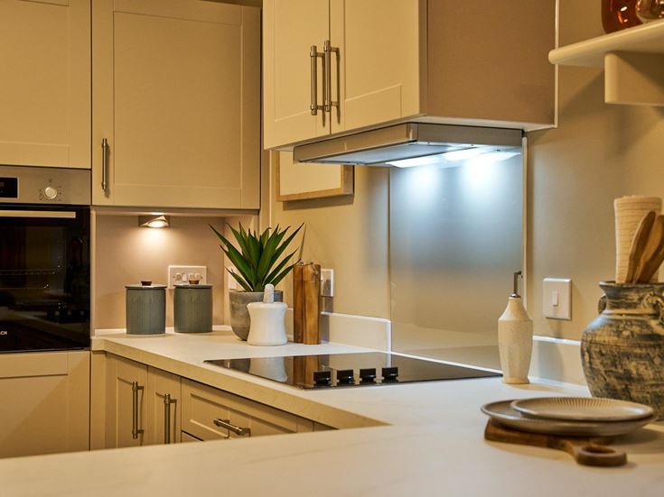 A kitchen within the retirement properties at Juliette House
