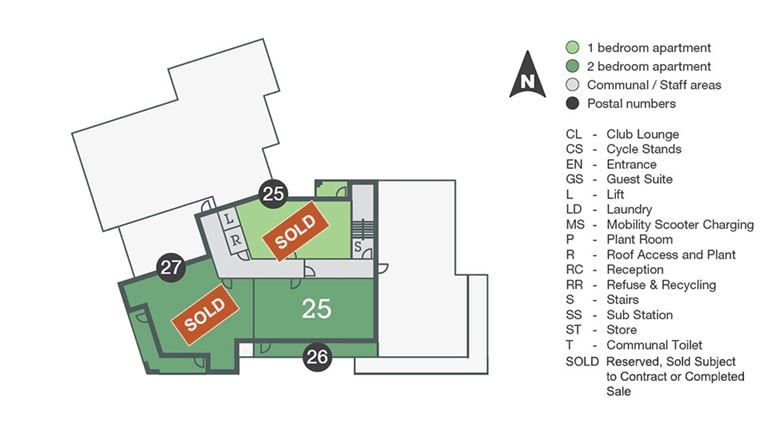 Apartment 26 position on lewis house retirement properties for sale rent. Available.