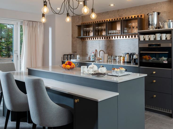 a kitchen with a large island