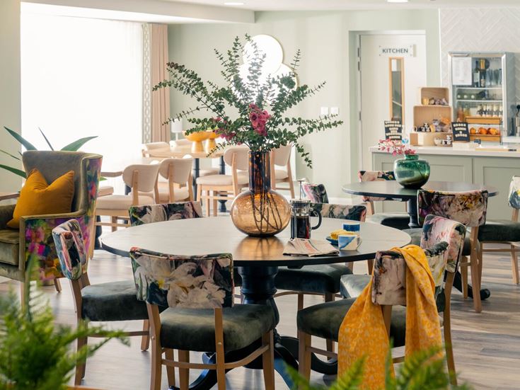 a dining room with a large table