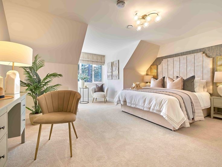 a bedroom with two beds