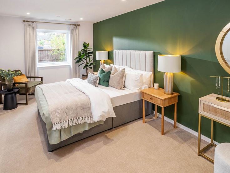 a bedroom with a large bed