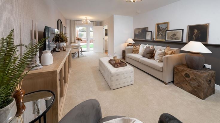 a living room with a couch and a coffee table