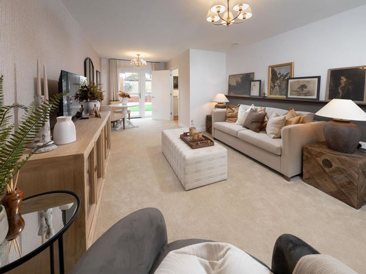 a living room with a couch and a coffee table